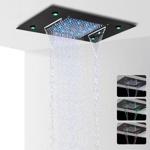 LED Rain Waterfall Shower Head Remote Control
